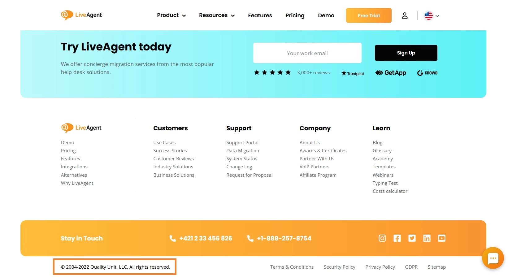 Bản quyền trang web của LiveAgent