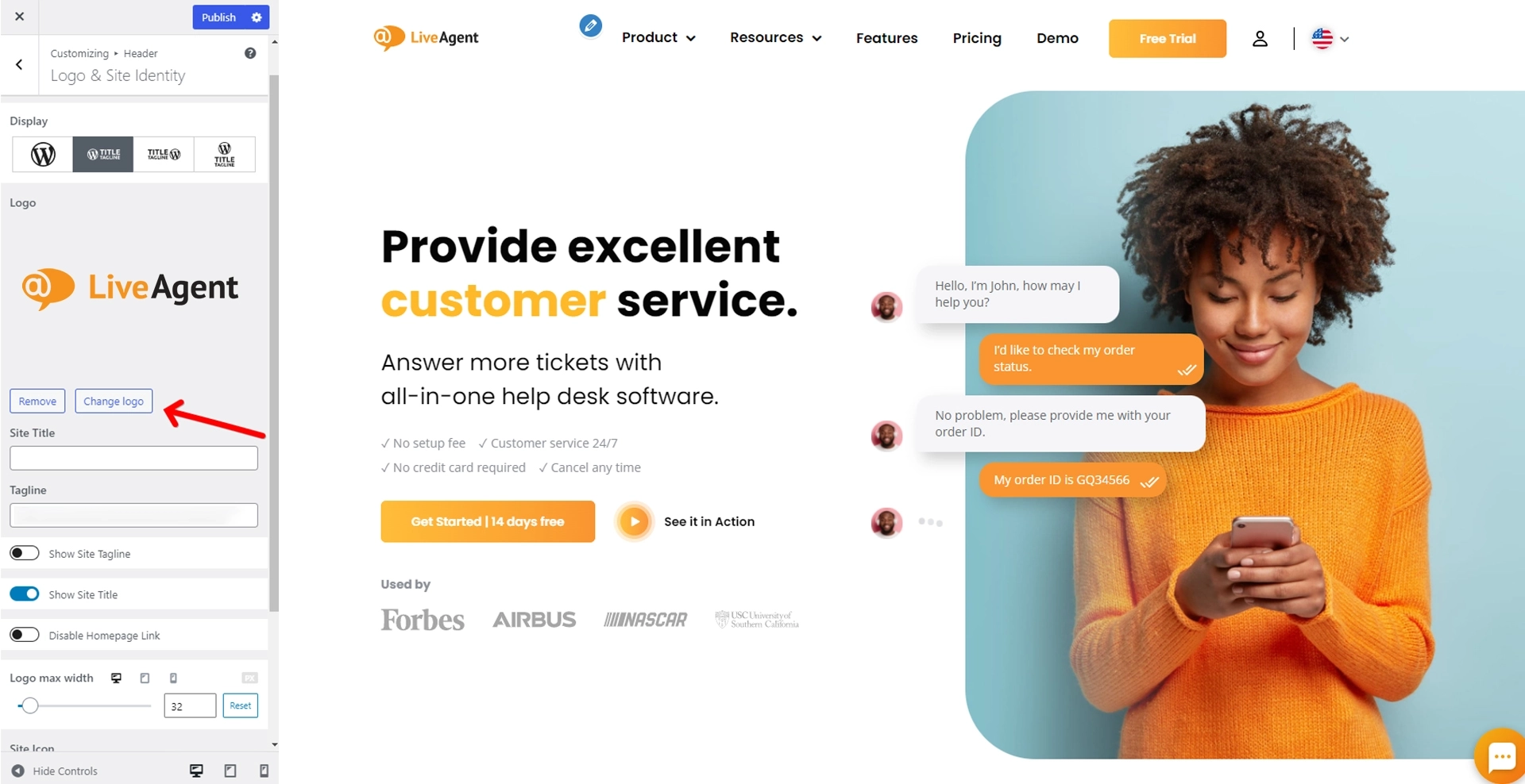 Liên kết logo tiêu đề đến trang chủ