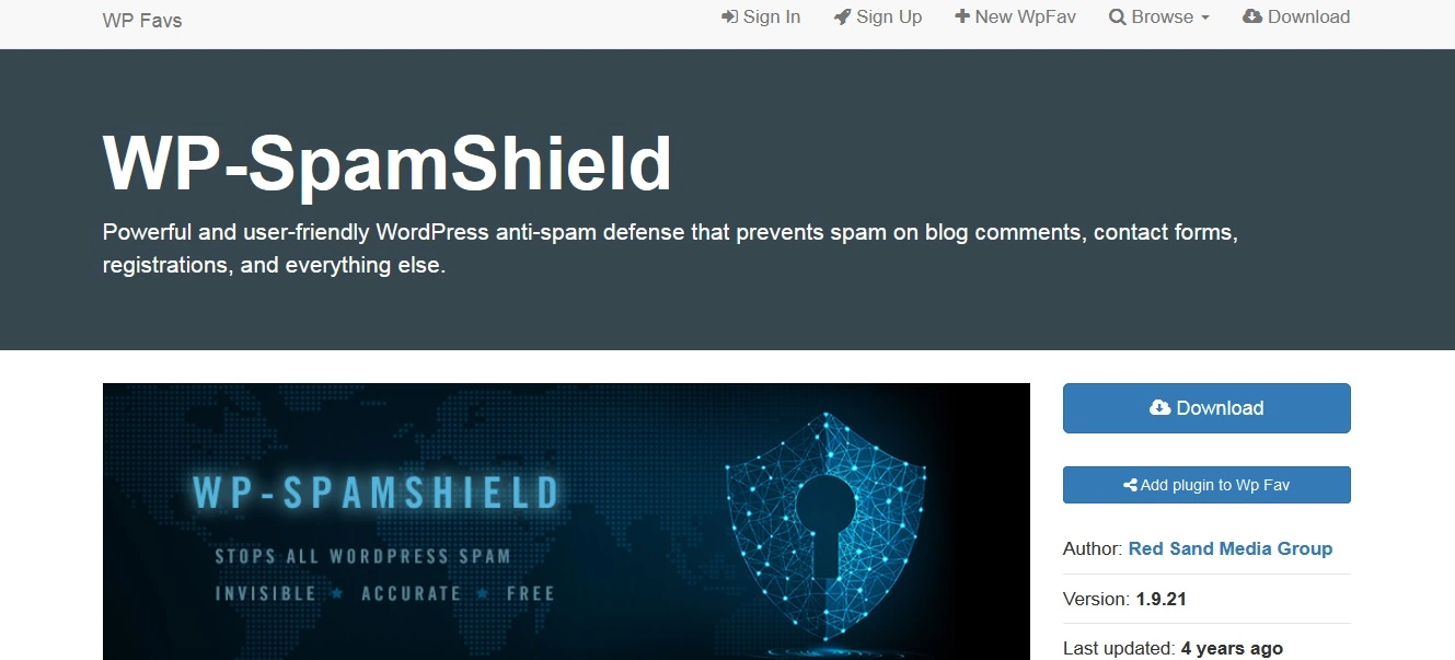 Trang web WP-Spam-shield