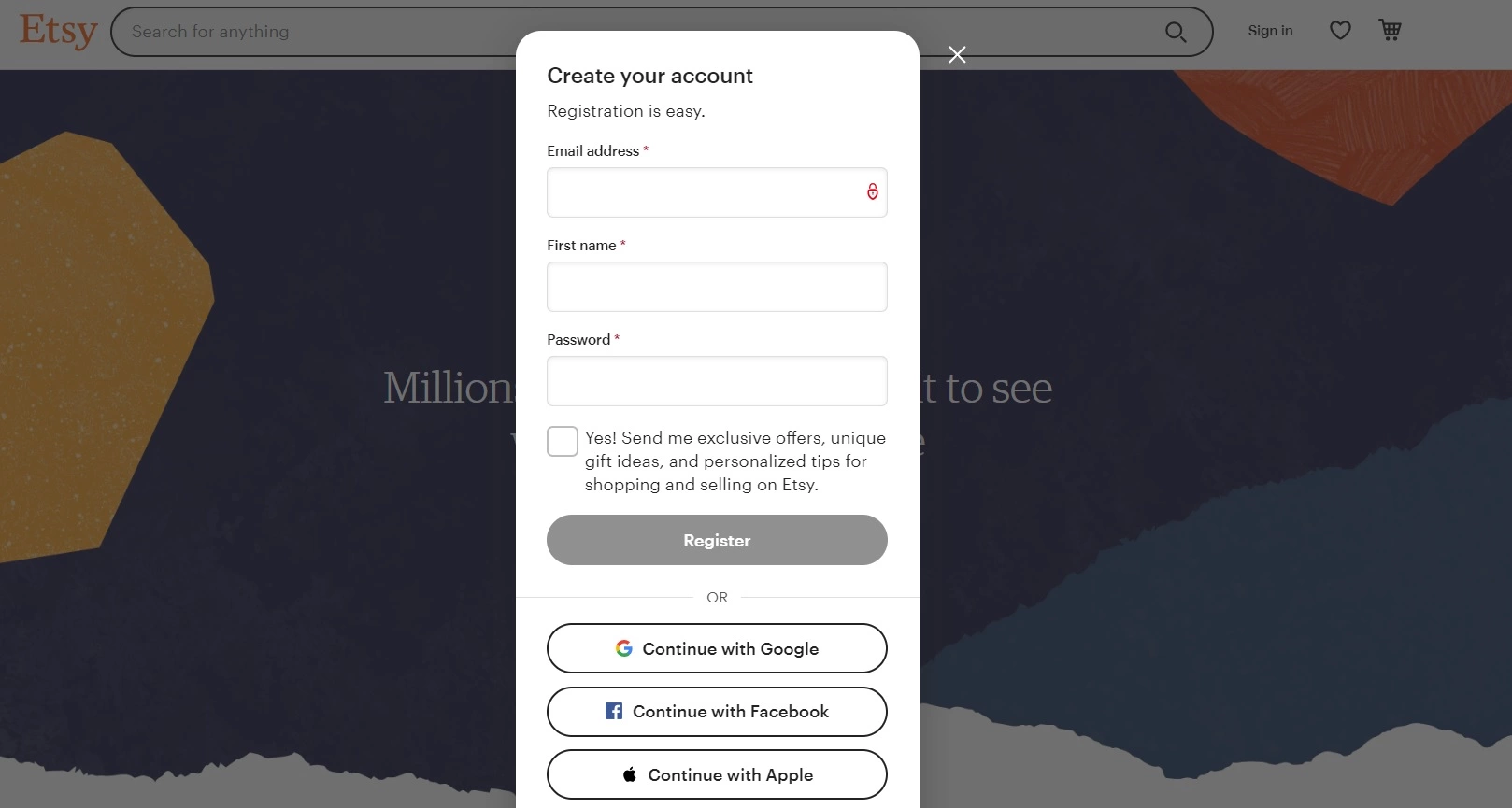 Đăng ký cửa hàng Etsy