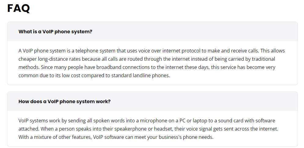 Ví dụ phần Câu hỏi thường gặp
