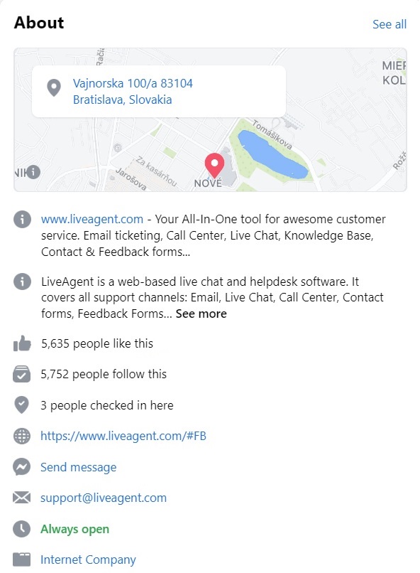 tiểu sử Facebook của LiveAgent