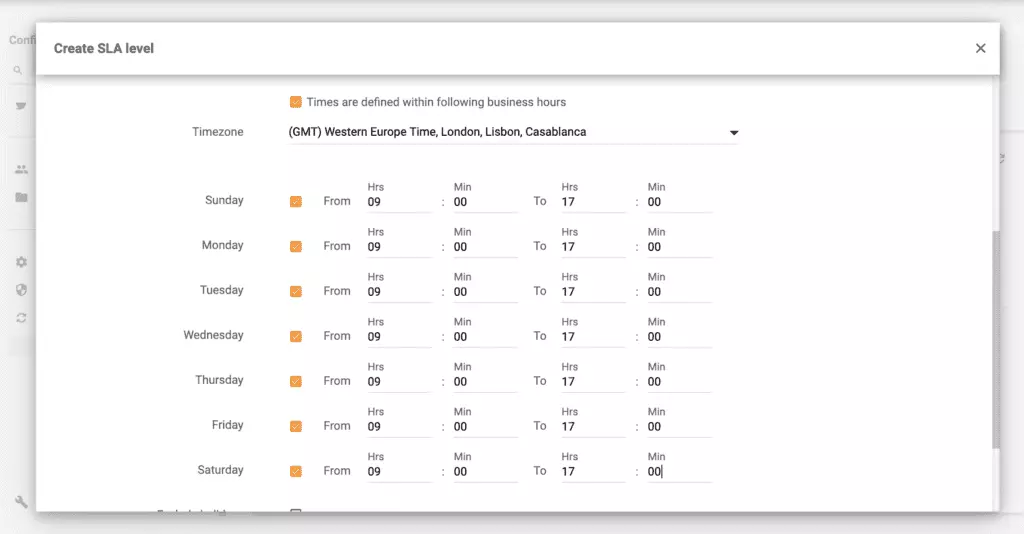 Đặt giờ làm việc với Live Agent