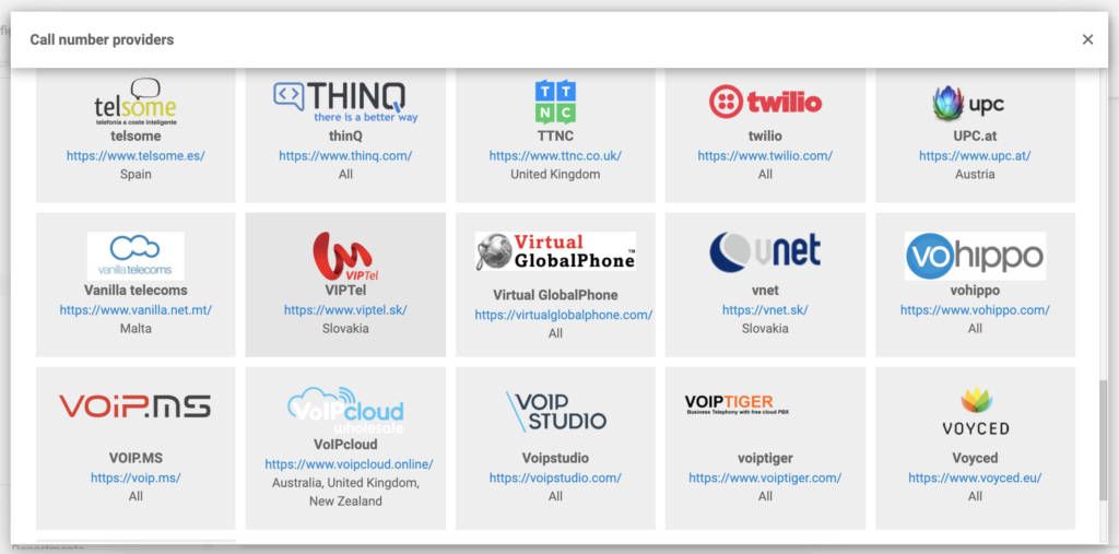 LiveAgent VOIP providers integrations