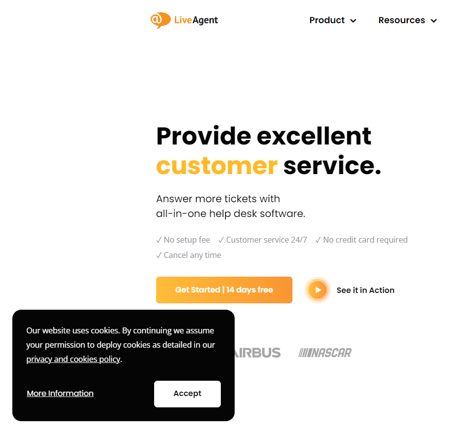 Ví dụ về cảnh báo cookie