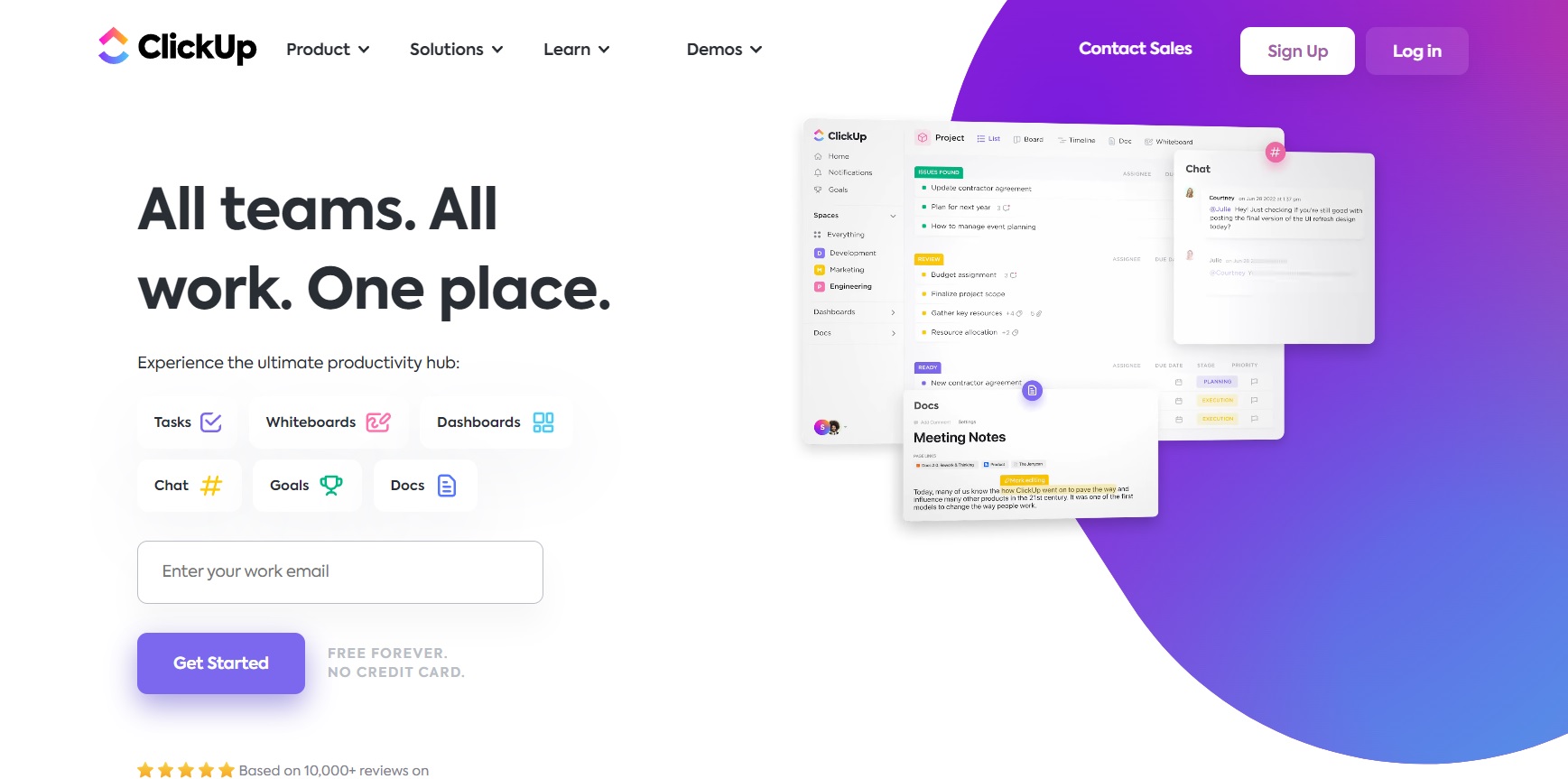 Trang chủ của ClickUp - lập kế hoạch, theo dõi và dễ dàng quản lý các dự án của bạn từ một nơi.