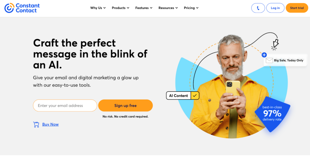 Trang chủ Constant Contact, phần mềm email marketing và quản lý