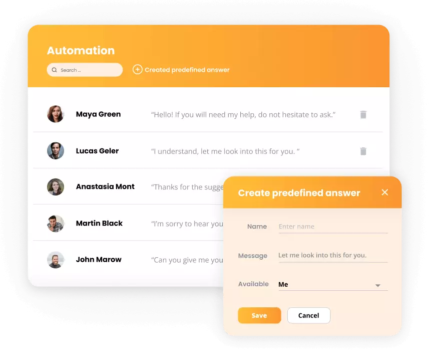 Tự động hóa của LiveAgent - câu trả lời được xác định trước