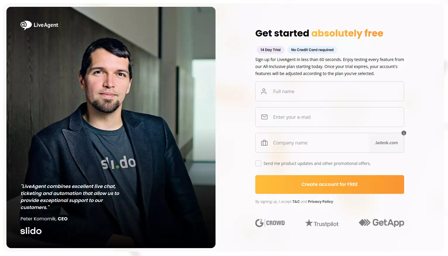 Tài khoản dùng thử LiveAgent