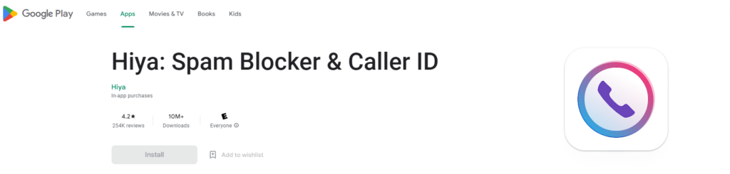Trang web Hiya: Spam Blocker & Caller ID Google Play