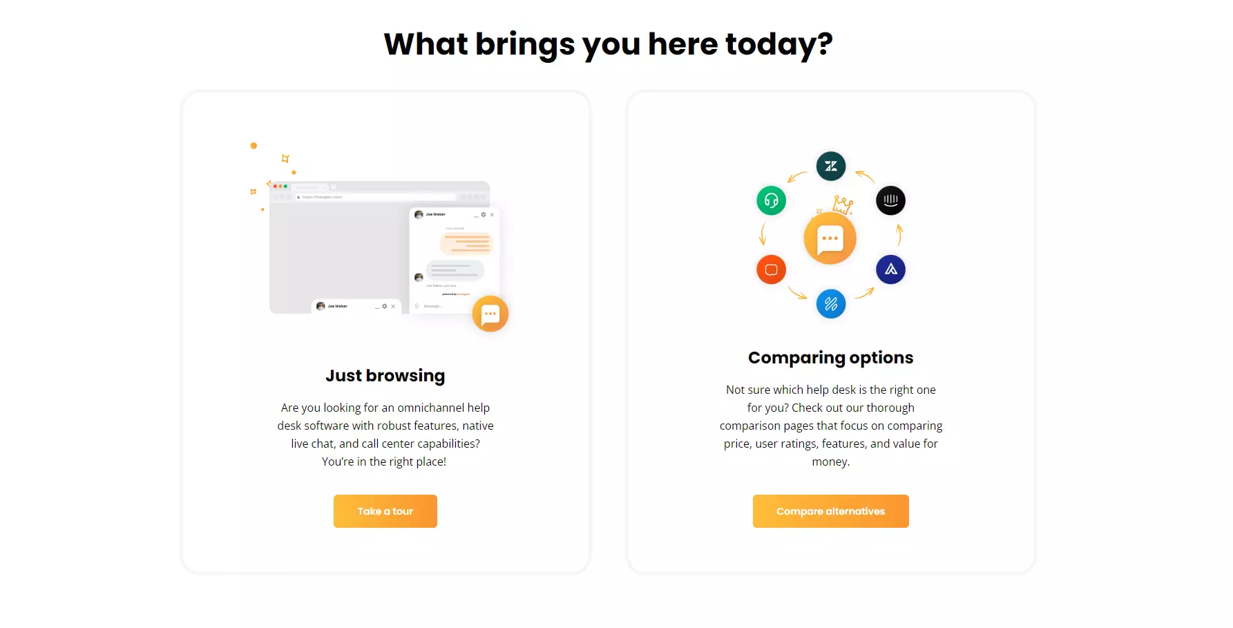 Examples of LiveAgent's CTAs