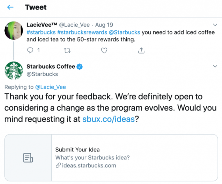 Tweet cà phê Starbucks