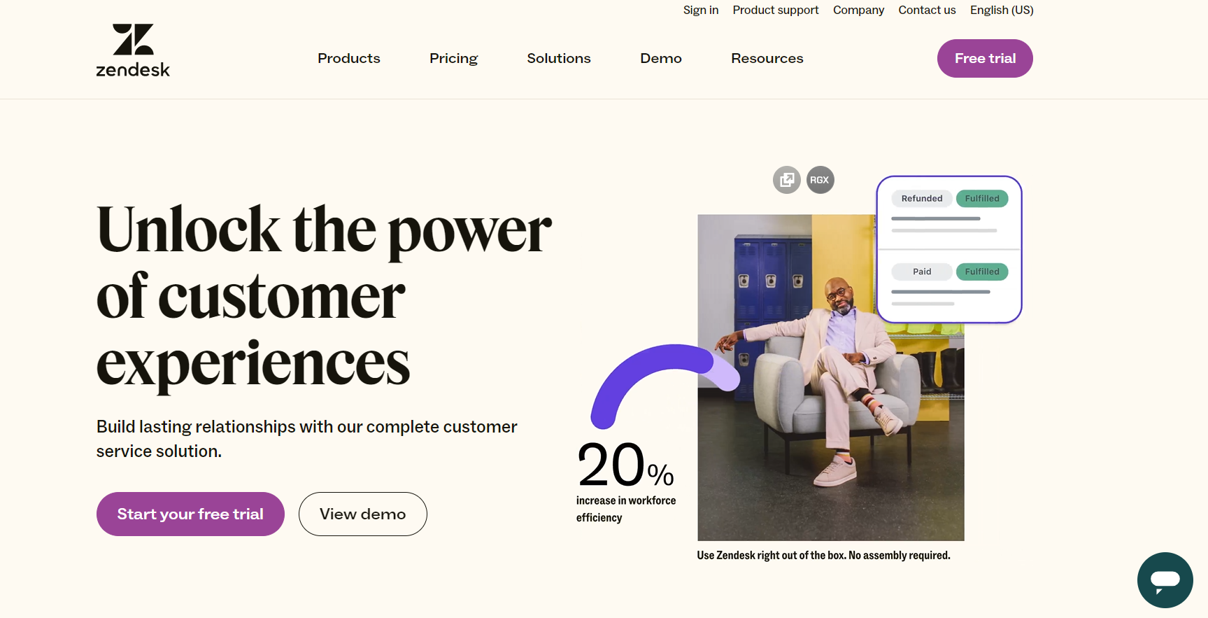 Trang chủ Zendesk Suite - phần mềm live chat thương mại điện tử hướng quan hệ