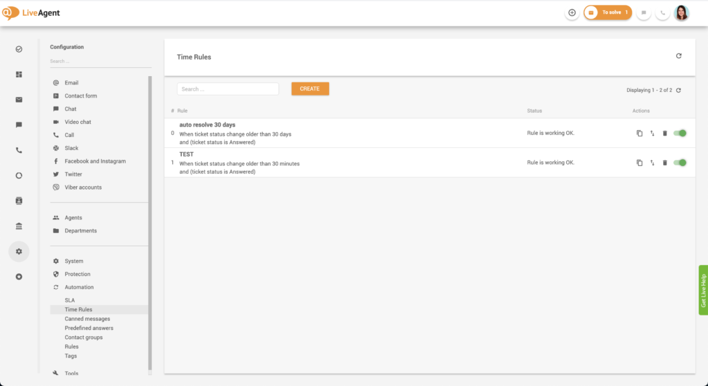 Ví dụ quy tắc thời gian hoạt động