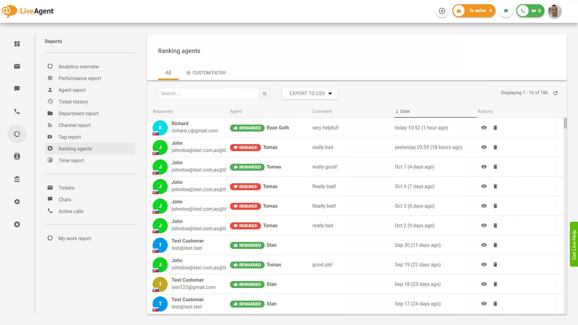 Tổng quan xếp hạng tác nhân trong báo cáo