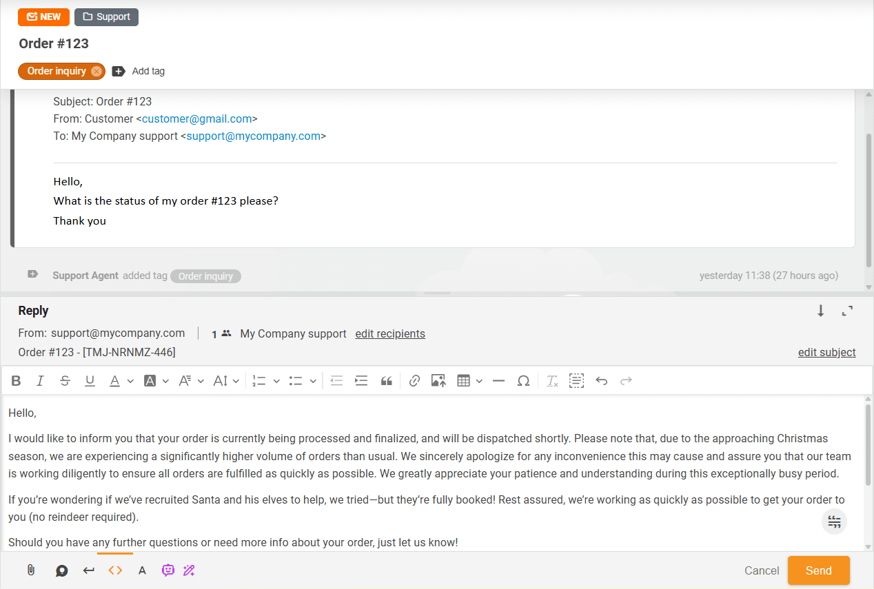 Câu trả lời sẵn sàng của Trình soạn thảo câu trả lời
