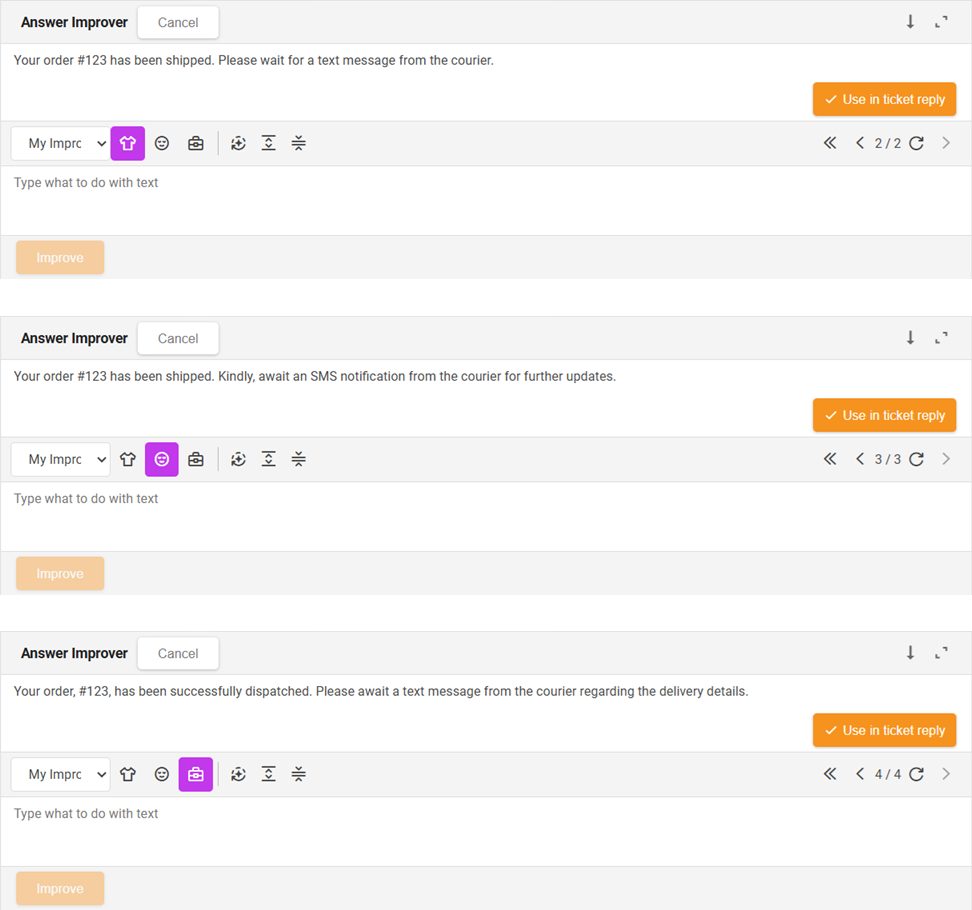 Các chế độ Trợ Lý Cải Thiện Câu Trả Lời