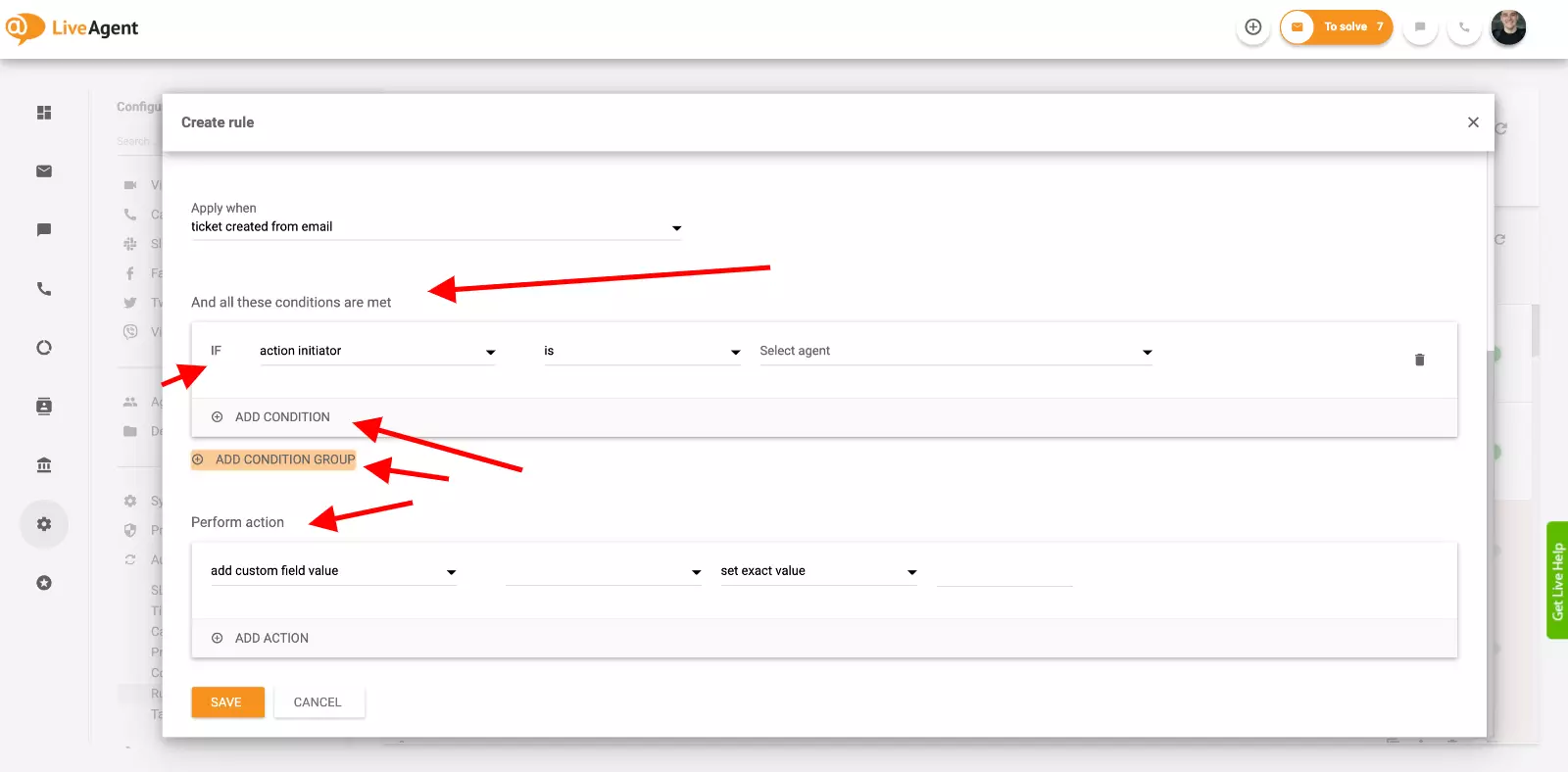 Thiết lập tự động hóa trong LiveAgent
