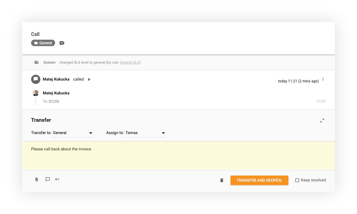 Tính năng chuyển tiếp cuộc gọi trong LiveAgent
