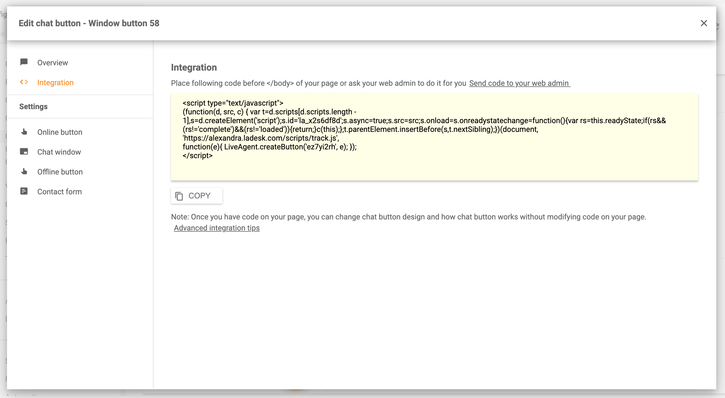 Nhúng chat vào trang web - LiveAgent