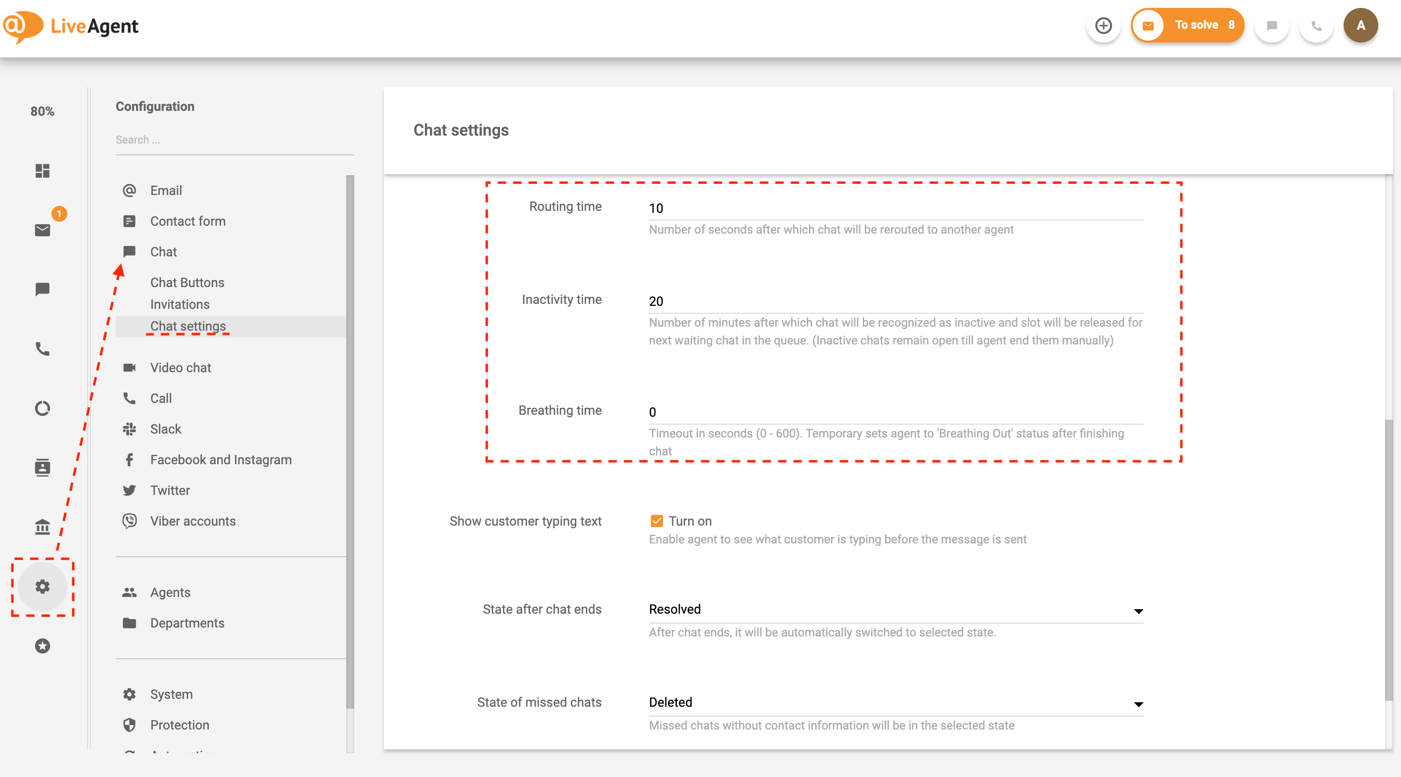 Chat routing settings in LiveAgent