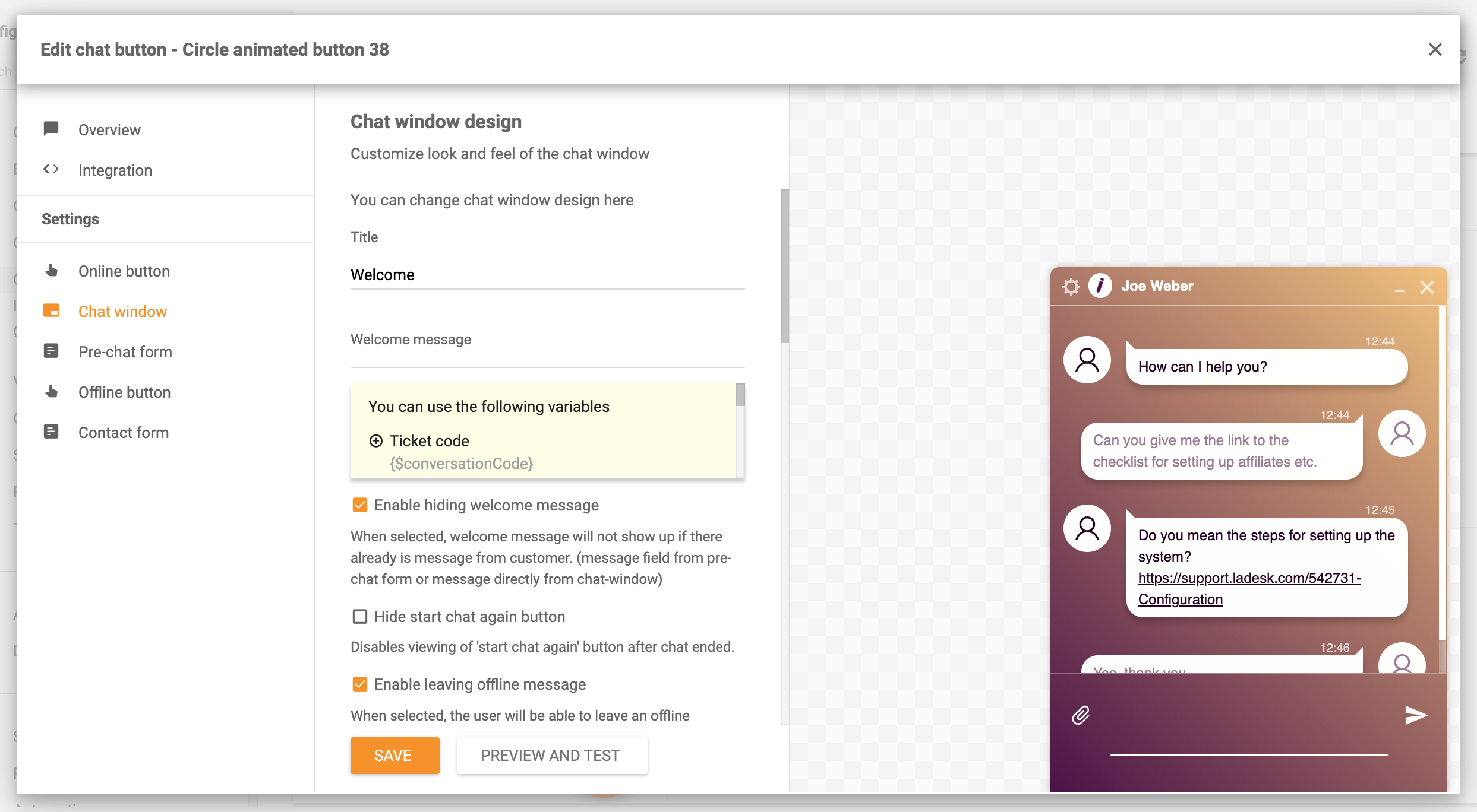 Tùy chọn thiết kế cửa sổ trò chuyện