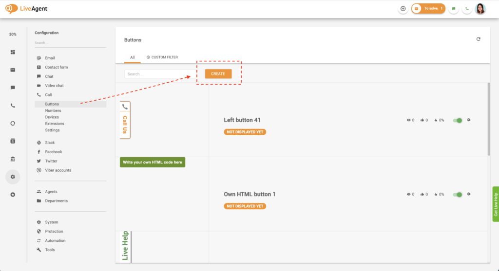 Tạo nút gọi trong LiveAgent