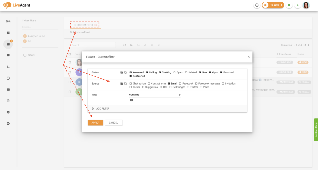 Tùy chọn bộ lọc tùy chỉnh