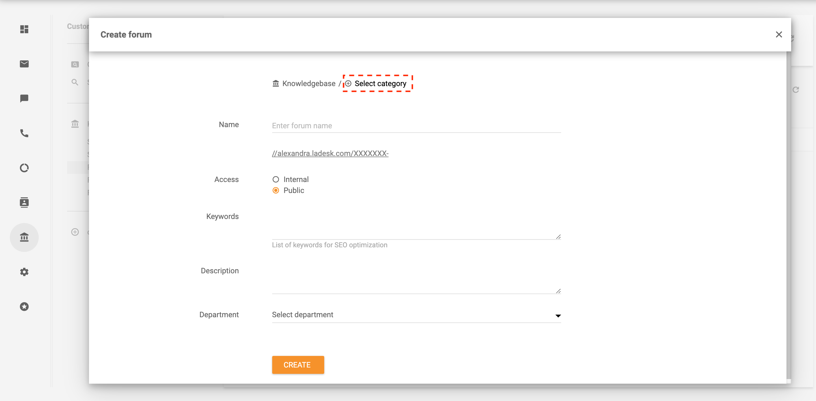 Chọn danh mục cho diễn đàn khách hàng - LiveAgent