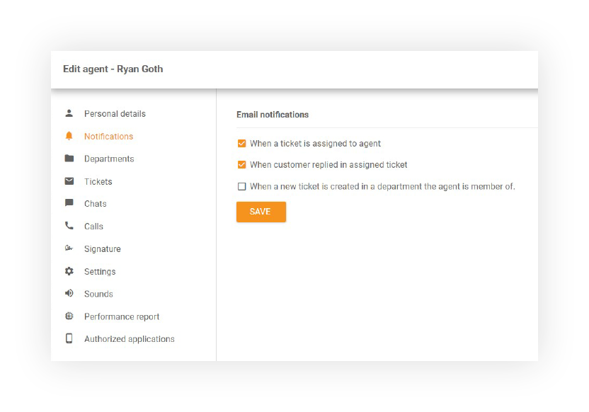 Email notifications in LiveAgent