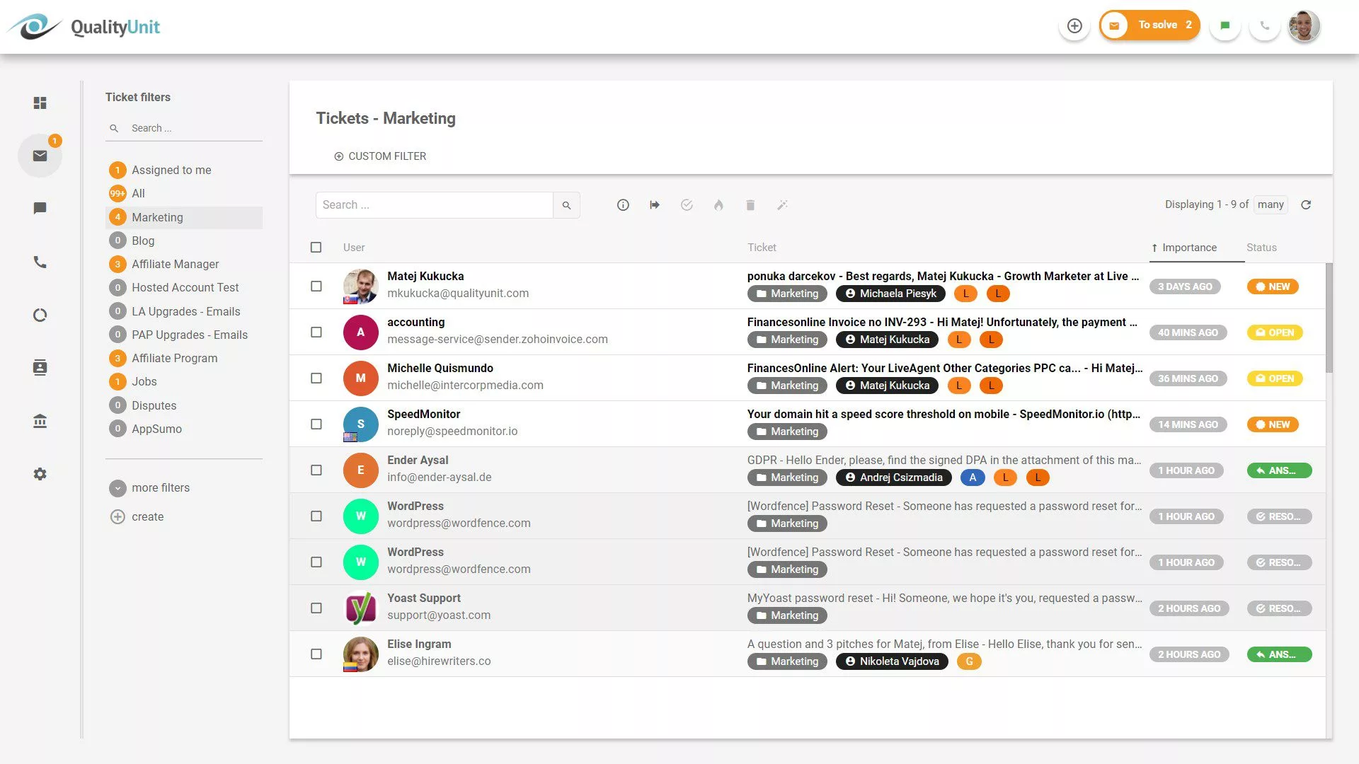 Bảng điều khiển vé LiveAgent
