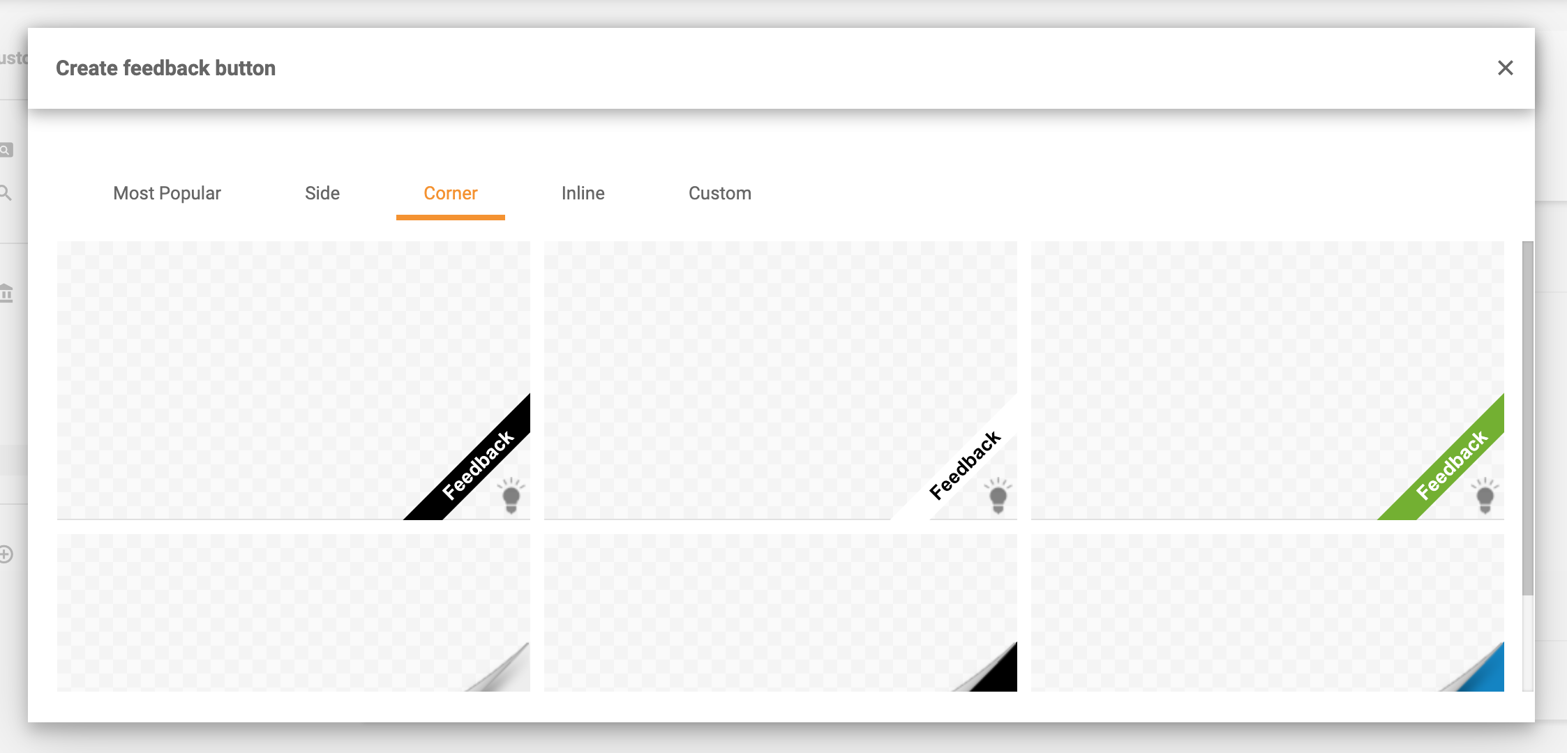Nút phản hồi góc
