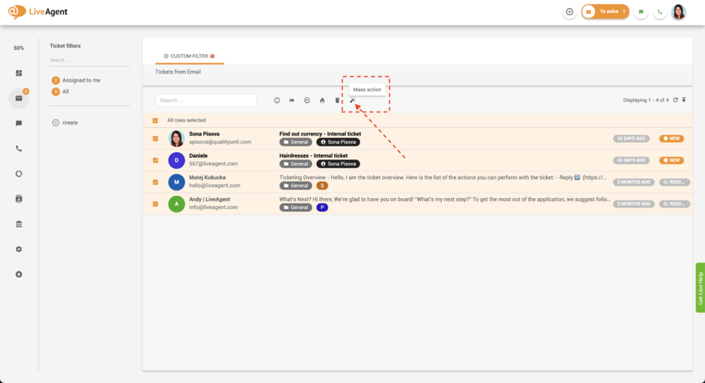 Nút hành động hàng loạt