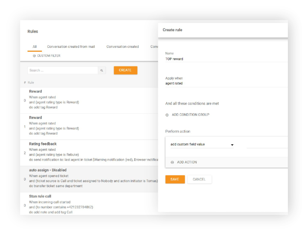 Tạo quy tắc trong LiveAgent