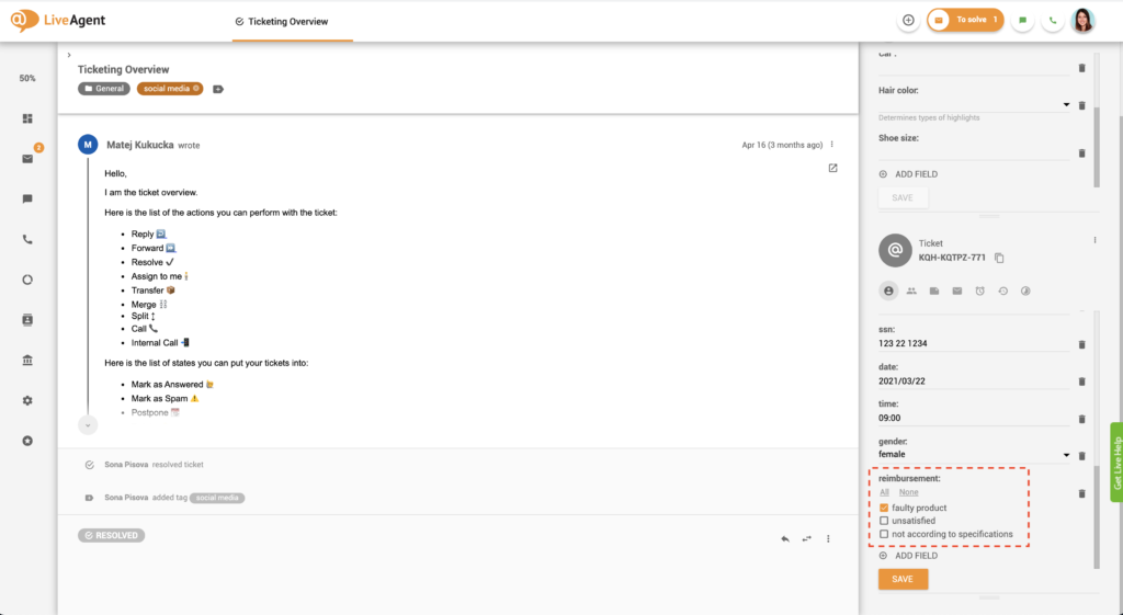 Ví dụ nhóm hộp kiểm trường vé