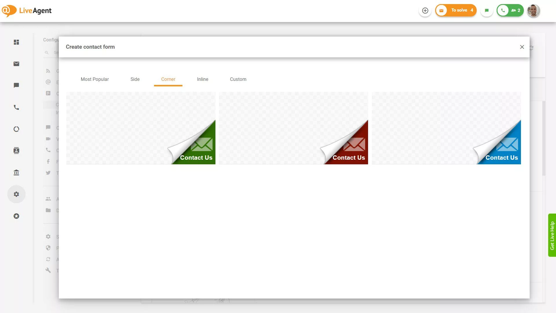 Nút Biểu mẫu liên hệ góc