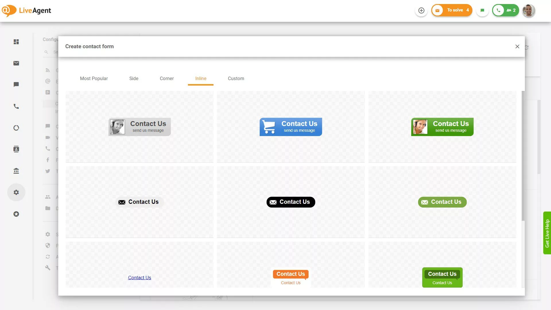 Nút Biểu mẫu liên hệ nội tuyến