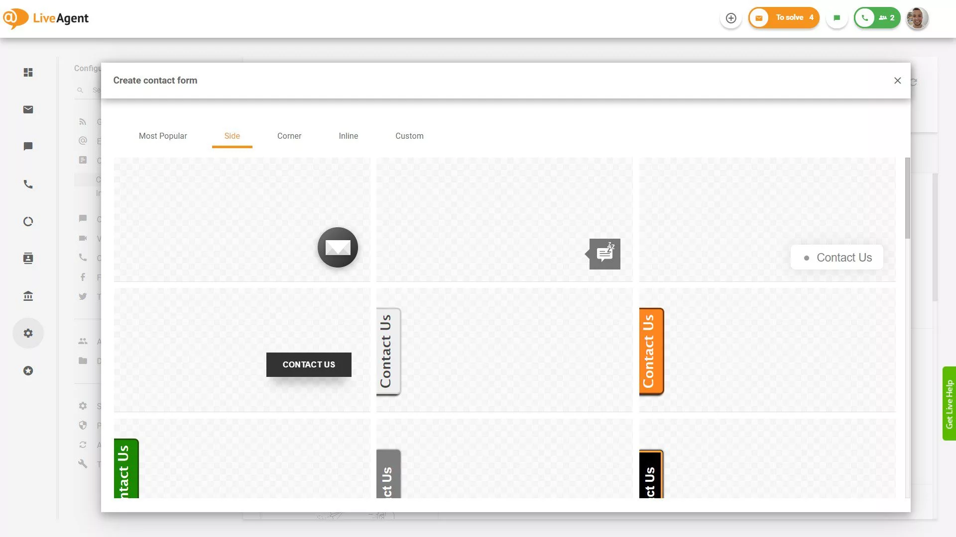 Nút Biểu mẫu liên hệ bên