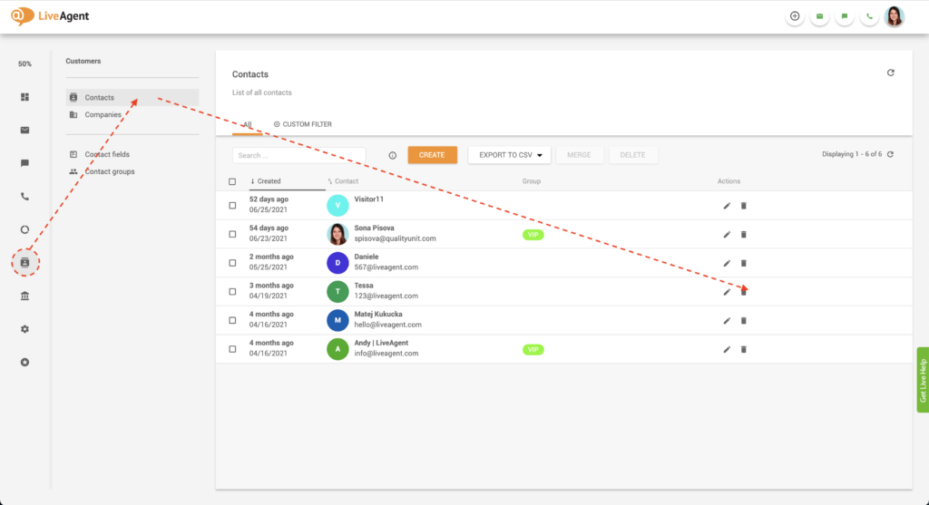 Edit contact note in LiveAgent