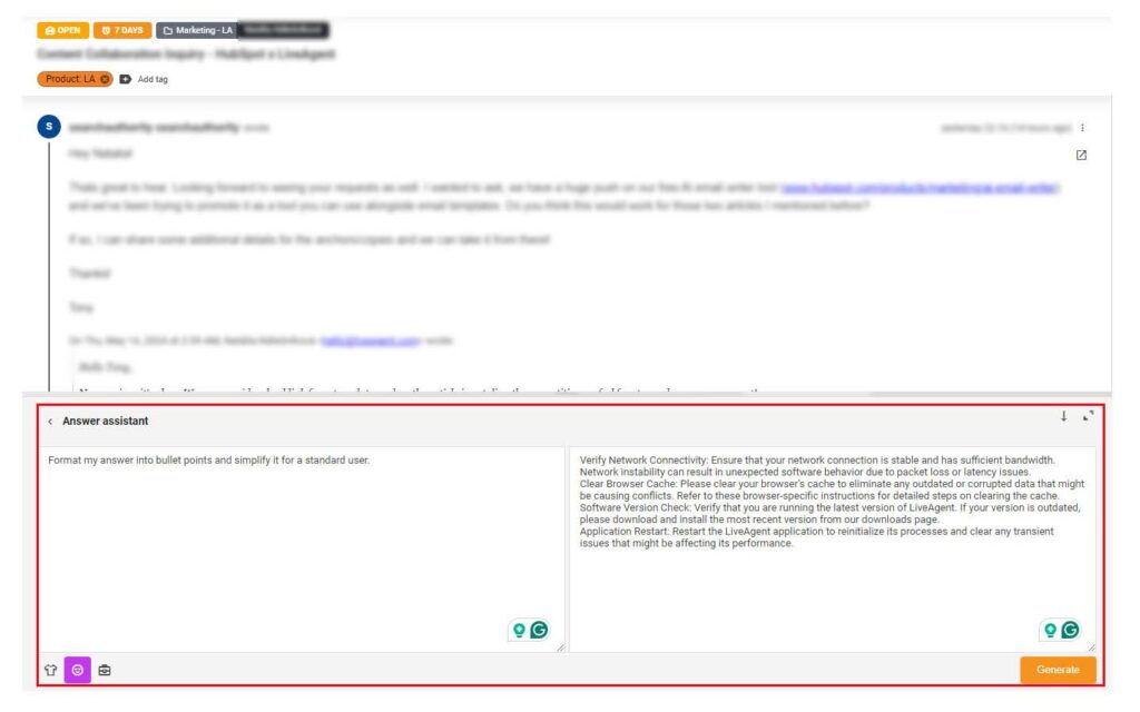 Hình ảnh hiển thị tùy chọn trợ lý trả lời tùy chỉnh với lời nhắc và tin nhắn để minh họa trợ lý này