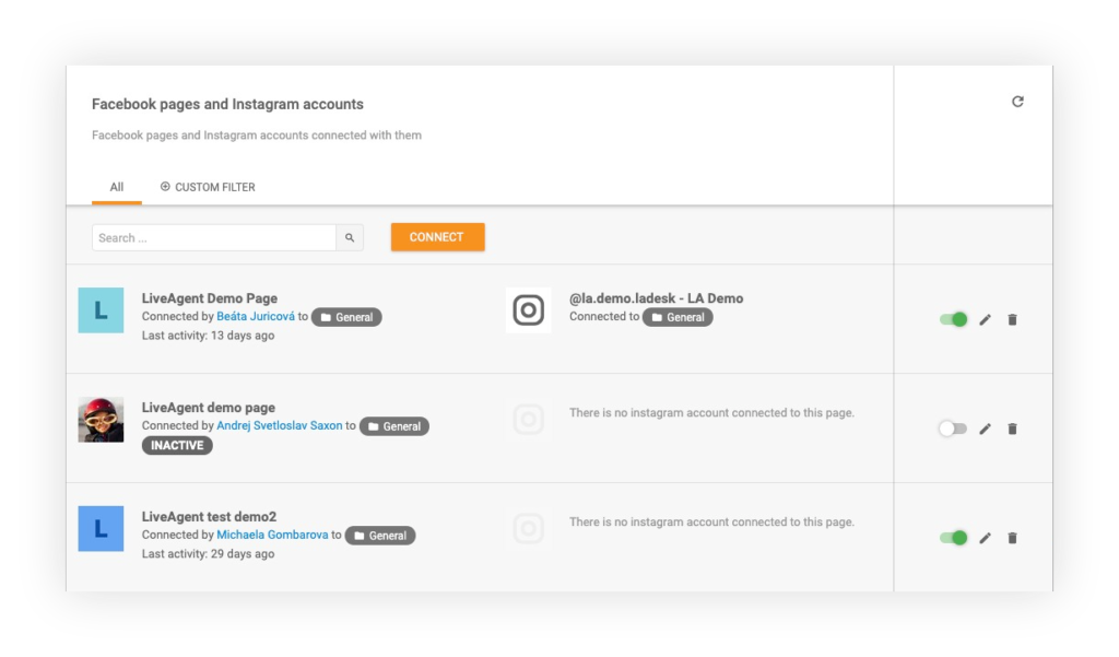 Kết nối tài khoản Facebook và Instagram với LiveAgent