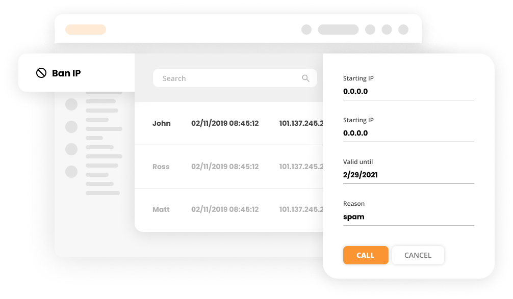 Giao diện Cấm IP trong LiveAgent
