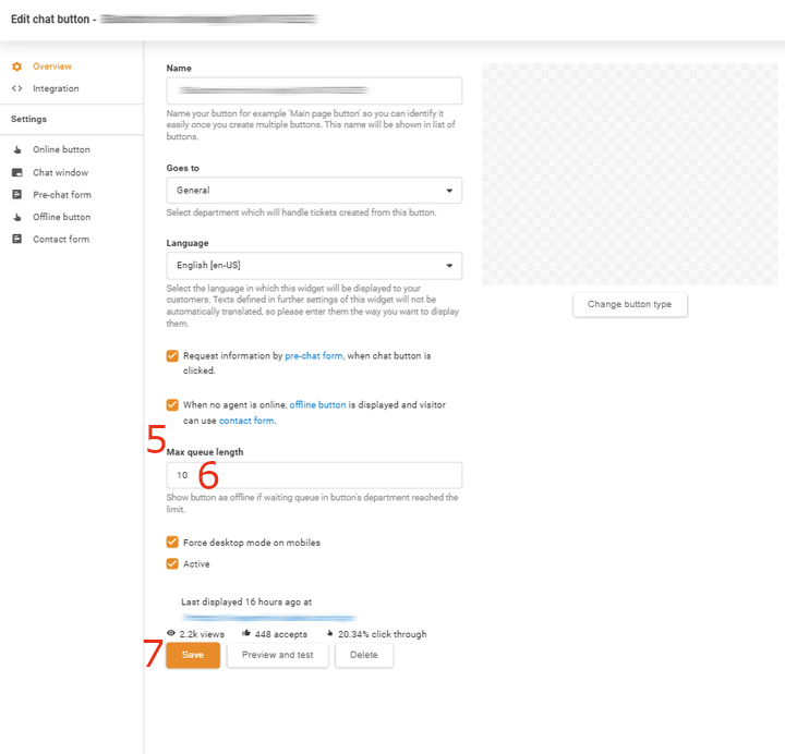 Thay đổi độ dài hàng đợi tối đa thành 10 trong LiveAgent