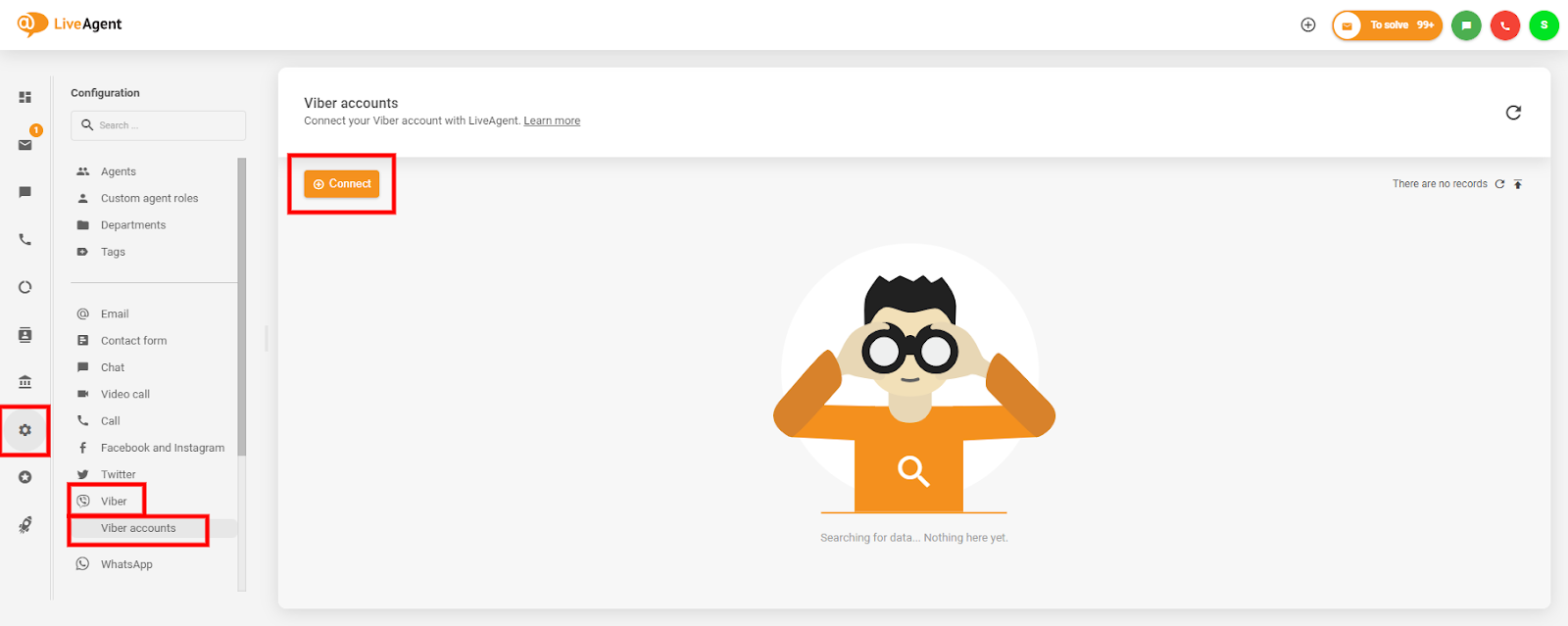 Cách tìm tích hợp Viber trong bảng điều khiển LiveAgent