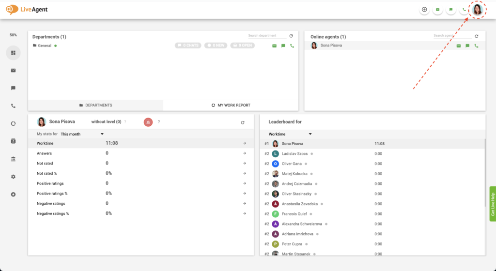 LiveAgent - tìm nút tạm dừng