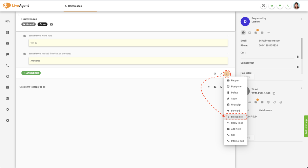 Ticket merge feature