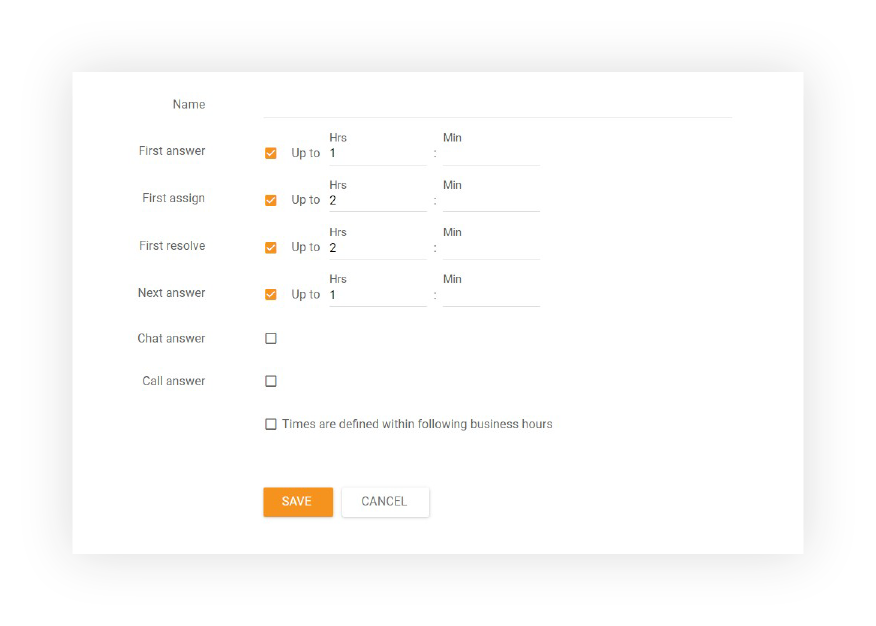 Mức SLA trong LiveAgent