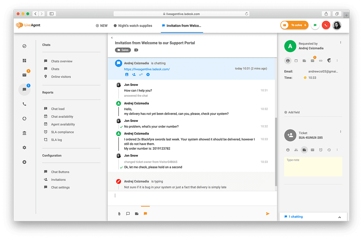 LiveAgent - trò chuyện trong thời gian thực