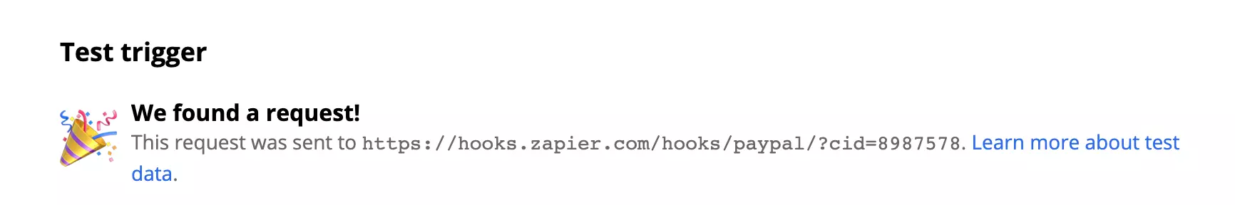 Một bài kiểm tra thành công của trigger Bán hàng thành công PayPal