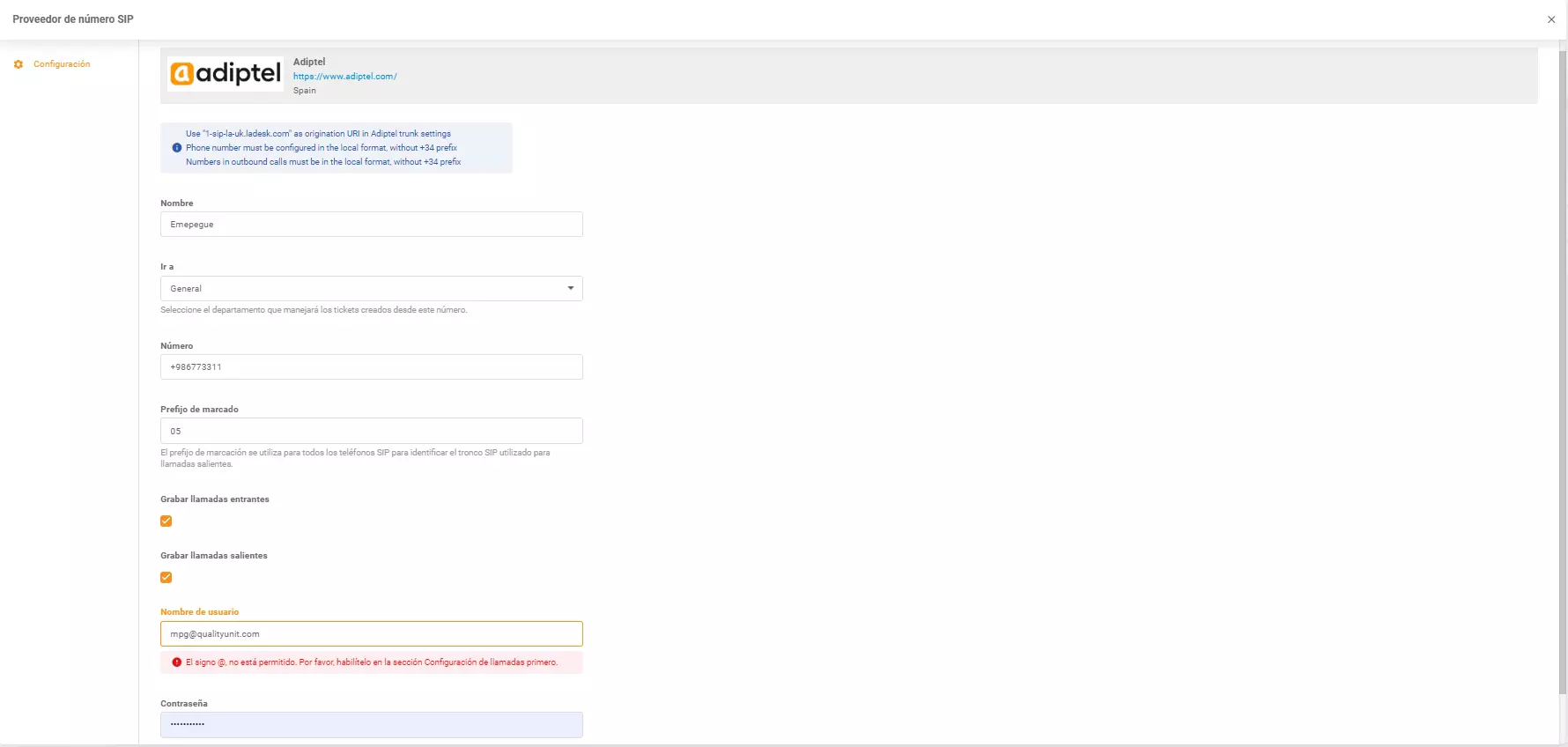 Thông tin xác thực Adiptel